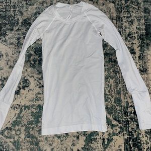 white sparkly swiftly tech long sleeve shirt